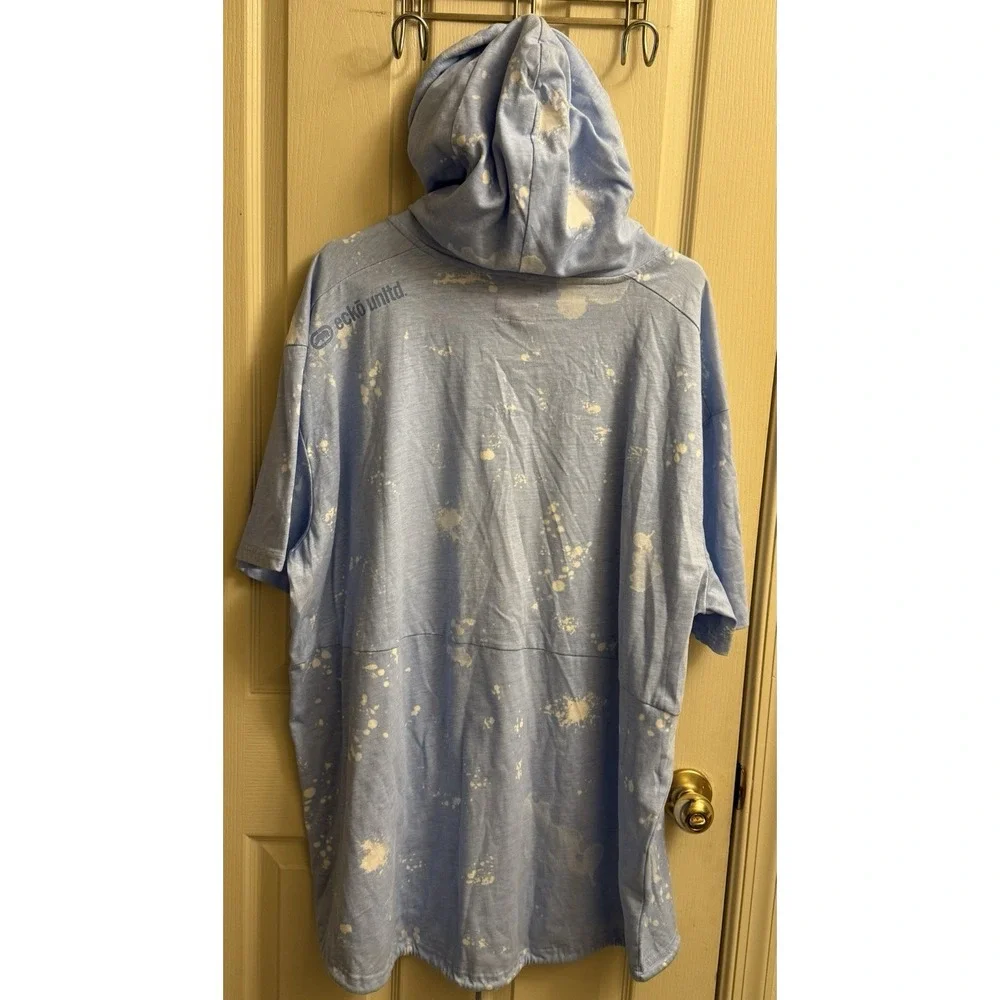 Mens Ecko Unltd Hooded Short Sleeve Shirt Blue/White 3XL ‎ EUC